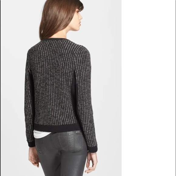 Rag & Bone Paula Knit Jacket Black Leather Trim - Picture 9 of 16
